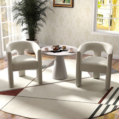 SEYNAR Modern Glam Velvet Upholstered Dining Chair, Open-Back Accent Chair Set of 2
