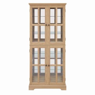 Bella Depot 68.7''H Antique Display Cabinet with Glass Doors Adjustable Shelves