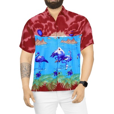 LA LEELA Men's Hawaiian Shirts Short Sleeve Button Down Shirt Mens Holiday Shirts Summer Beach Casual Aloha Tropical Shirts Funny