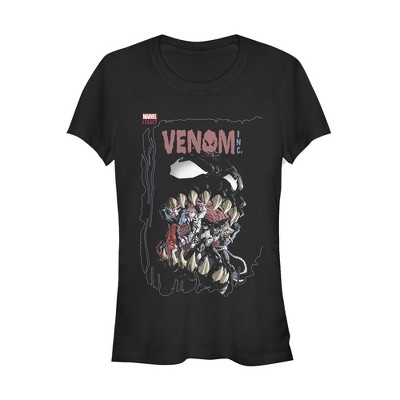 Juniors Womens Marvel Legacy Venom Teeth T-Shirt