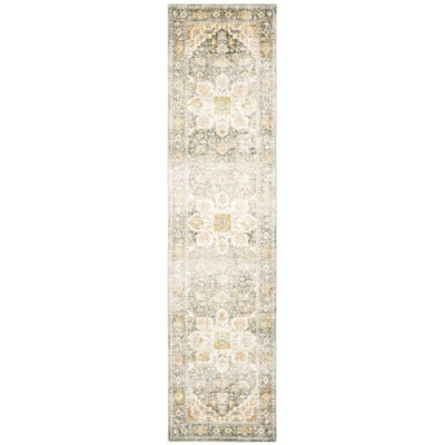 Captiv8e Designs 2'x8' Runner Salina Vintage Medallion Area Rug Gray/Gold: 8 Foot Hallway Runner, Washable, Fade-Resistant