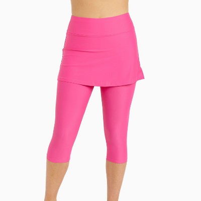Calypsa Women's Chlorine Resistant Skirted Swim Capris