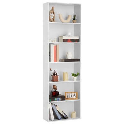 Rustic Industrial Bookcase - 6 Shelf Wood Organizer for Home, Office, Library | Sturdy Tall Storage Shelf