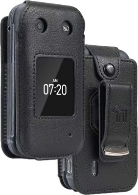 Nakedcellphone Vegan Leather Case with Belt Clip for Nokia 2760 2780 Flip Phone - Black