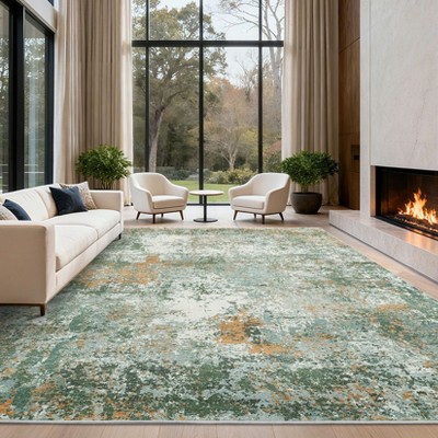 Modern Abstract Rea Rugs for Living Room, Large Washable Bedroom Rug