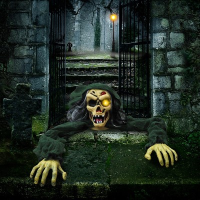 Joyfy Halloween Outdoor Decoration Light-Up Climbing Zombie Groundbreaker with Creepy Sound for Outdoor Lawn, Yard,Patio,Graveyard Decor