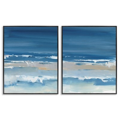 Stupell Industries Crashing Beach Wave Shore Black Framed Giclee Art