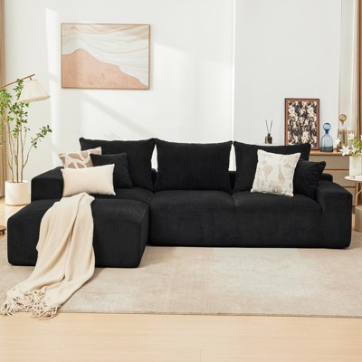 110'Modular Sectional Couches for Living Room, Boneless Sofa with Deep Seat, L Shaped Cloud Couch with Chaise,Plush Linen Fabric, No Assembly Required