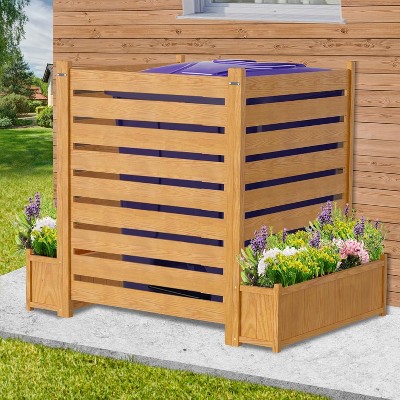 Privacy Fence Panels for Outside,  H Air Conditioner Fence, Panels Wood Outdoor Privacy Screens with Planter Box, Wood Fence Panel for Patio