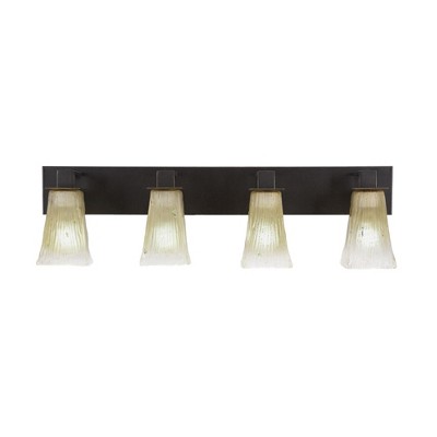 Toltec Lighting Apollo 4 - Light Vanity in  Dark Granite with 5" Square Amber Crystal Shade