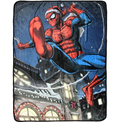 Marvel Comics Spider-Man Christmas Spidey Santa 46"x60" Fleece Throw Blanket
