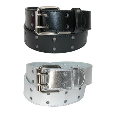 CTM Kid's Leather Two Hole Jean Belt (Pack of 2 Colors)