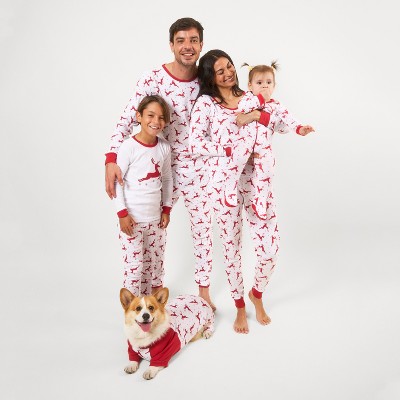 Leveret Matching Family Pajamas Reindeer Red and White Print