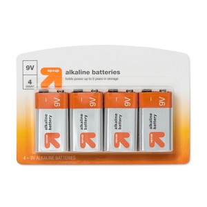 9V Batteries - 4ct - up&up™: Household Single-Use 9 Volt 4 Pack - 1 of 1