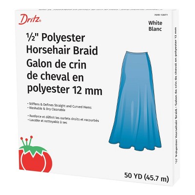 Dritz 1/2" x 5-Yards Polyester Horsehair Braid White: Craft Ribbon, Yarn, Thread, Stationery, Office Supplies