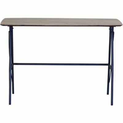 HomeRoots 44" Brown and Black Solid Wood Writing Desk