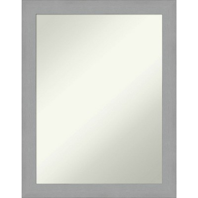 22" x 28" Non-Beveled Brushed Nickel Wall Mirror - Amanti Art: Modern Rectangle, Includes Mounting Hardware