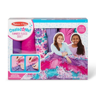 Melissa & Doug Created by Me! Flower Fleece Quilt No-Sew Craft Kit: DIY Art Set for Kids, Activity Pad Included