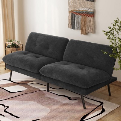 Vipbear 71" Convertible Futon Sofa Bed,  Futon Couch with Adjustable Backrest, Folding Small Recliner Sleeper Sofa Bed for Living Room
