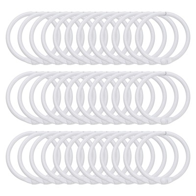 Unique Bargains Iron Round Snap Durable Smooth Glide Shower Curtain Rings 36 Pcs
