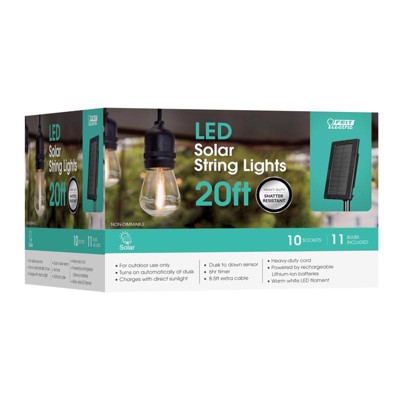 Feit Electric LED Solar String Light Set Clear 20 ft. 11 lights