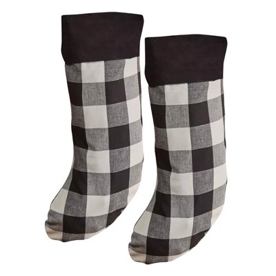 Park Designs Black and Cream Buffalo Check Stocking Set of 2