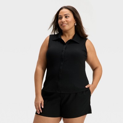 Women's Ribbed Collared Tank Top - A New Day™