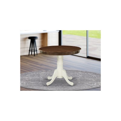 HomeStock Modern Round Dining Table White Walnut Pedestal Base