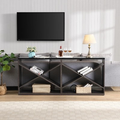 70.9 Inch Console Table Farmhouse,X Shape Detachable ExtraLong Console Table Storage,Console Table In Living Room,Entrance,Corridor-Cuddlewood