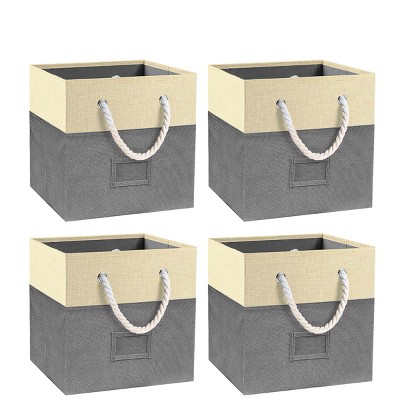 SEVOBAL 4pc Fabric Storage Cubes Organizer Heavy Duty Cube Storage Bin Clothes Storage Box Closet Baskets in Shelves Home, Grey, 3.12"*11.7"*11.7"