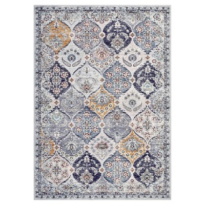 Washable Large Floral Print Living Room Bedroom Rugs, Vintage Non Slip Floor Carpet for Dining Room Office
