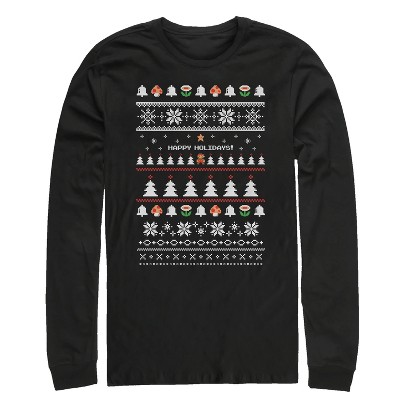 Men's Nintendo Ugly Mario Holiday Sweater Long Sleeve Shirt