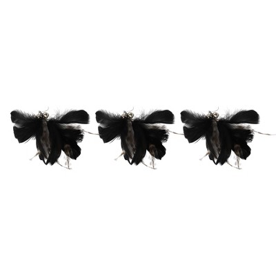 Unique Bargains Cat Feather Plaything Cat Wand Replacement Feather Fluffy Plume Black Brown 3 Pcs