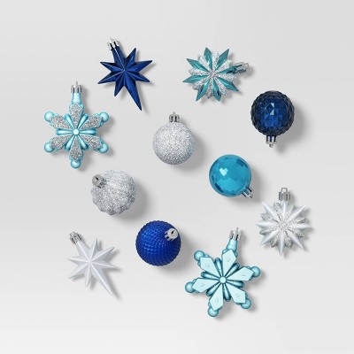 20ct Christmas Mixed Snowflake Set Dark Blue/Light/Silver - Wondershop™
