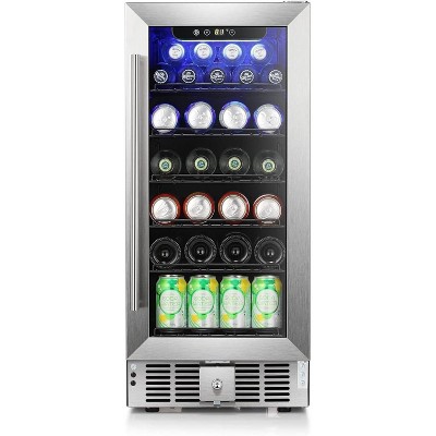 ZAFRO 2.9 CuFt Beverage Cooler, 115-Can, Quiet, Glass Door, Safety Lock, Stainless Handle