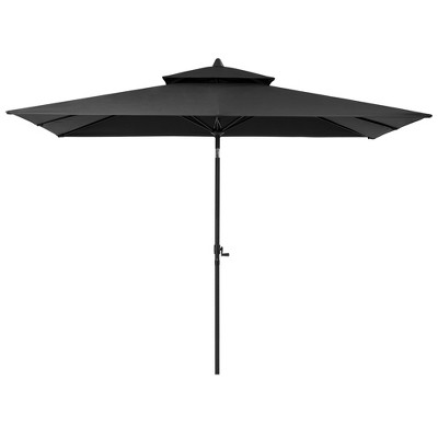 Pellebant 10 x 6.5 FT Rectangular Double Top Patio Market Umbrella with Tilt & Crank