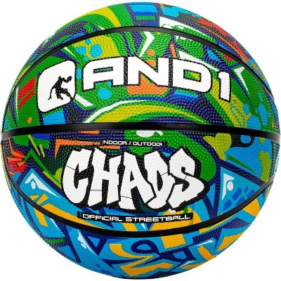 AND1 Chaos Rubber Basketball: Official Regulation Size 7 (29.5 inches) Rubber Basketball - Deep Channel Construction, Made for Indoor Outdoor