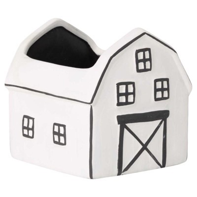 Sullivans - Ceramic - Charming Barn Planter  - 4.5 in. - Black