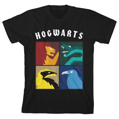 Harry Potter Hogwarts Simple House Artwork Black T-shirt Toddler Boy to Youth Boy