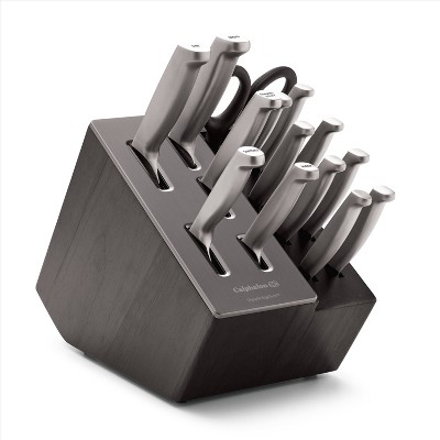 Calphalon 15pc Stainless Steel Cutlery Set with Sharper: Forged Knives, Knife Block, Hand Wash, Lifetime Warranty