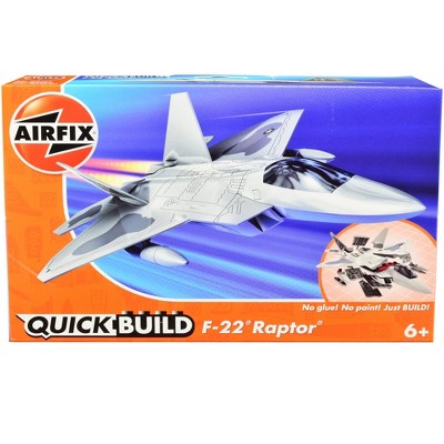 Skill 1 Model Kit F22 Raptor Snap Together Painted Plastic Model Airplane Kit by Airfix Quickbuild