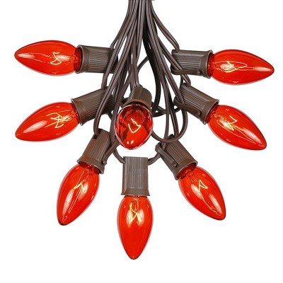 Novelty Lights 100 Feet C9 Christmas String Light Set, Vintage Holiday Hanging Light Set, Brown Wire