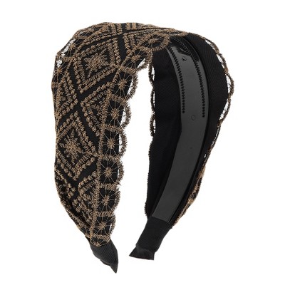 Unique Bargains Women's Embroidered Lace Headband 5.91"x4.33" Black 1 Pc