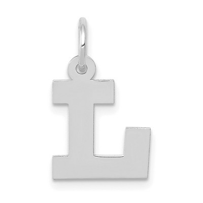 Black Bow Jewelry 14k White Gold, Amanda Collection, Small Block Style Initial L Pendant