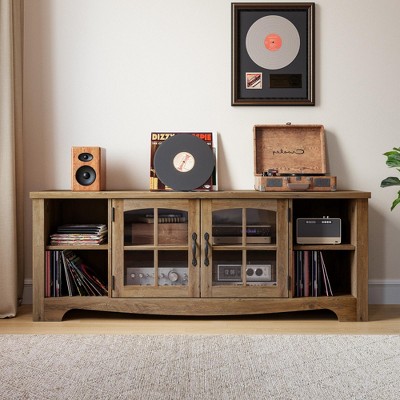 Modern Farmhouse TV Stand with Storage Cabinet and Adjustable Shelves