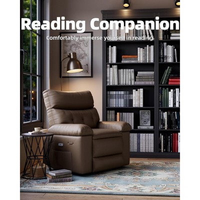 Electric Recliner Chair - 360掳 Rocker Swivel Recliner with Heat and Massage, PU Leather Large Power Recliner Comfortable Chair with 1.5X Sponge