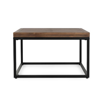 Christopher Knight Home Classic Antonio 30" Wood and Metal Square Coffee Table, Brown/Black