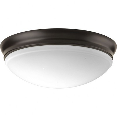 Progress Lighting, Etched Glass Collection, 1-Light Flush Mount, Antique Bronze, Etched Glass, Material: Glass, Finish Color: Antique Bronze