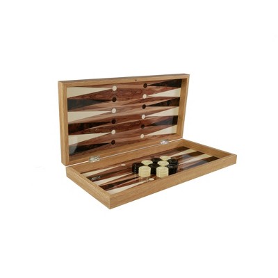 WorldWise Imports Backgammon - 19" American Walnut Decoupage Backgammon Set