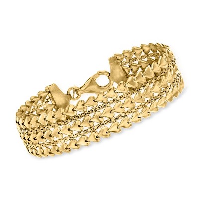 Ross-Simons Italian 18kt Gold Over Sterling Multi-Row Heart Bracelet